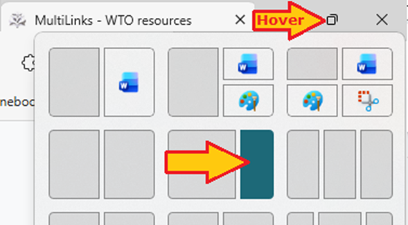Hover over the window resize button